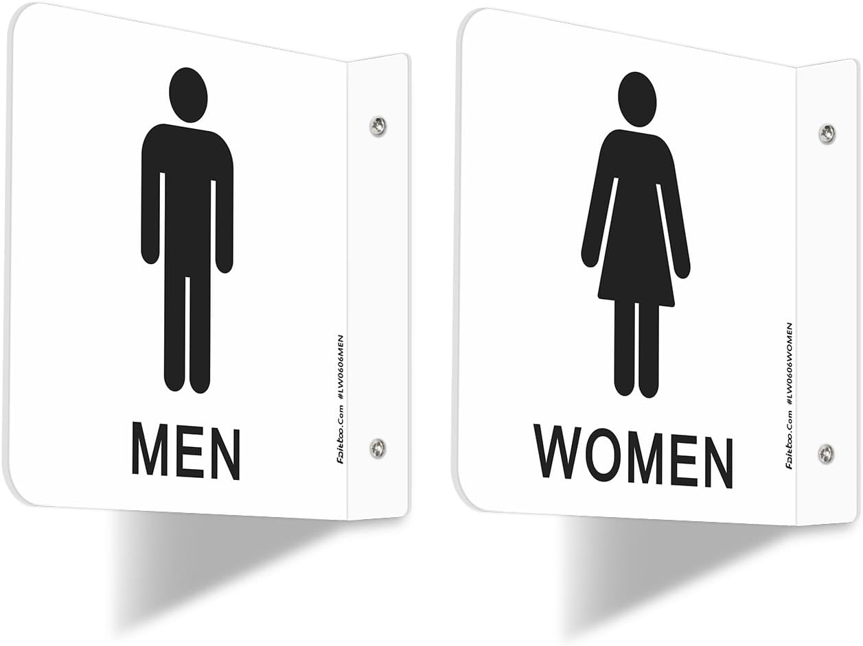 Faittoo Restroom Sign, Bathroom Signs, (4 Pack) 6 x 6 Inches Acrylic Sign, for Office or Business Bathroom and Toilet Door or Wall Decor, Indoor Outdoor Use (Men and women Set)