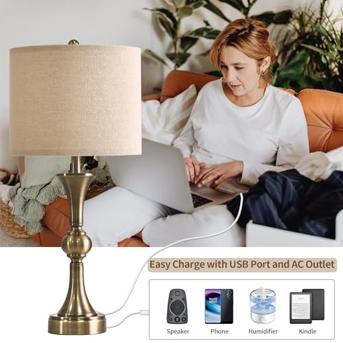 Lámparas de mesa 28" con puertos USB C+A set 2 miniatura 4