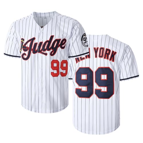 Wenhbeirg Stitched 99 Judge Stripes Baseball Jerseys Mens Shirts for Party Xmas Gift (White Large)