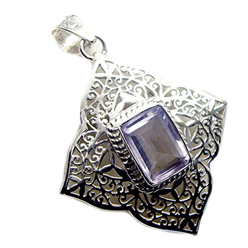 Pendentif quartz rose pour filles cadeau idéal anniversaire en argent vintage