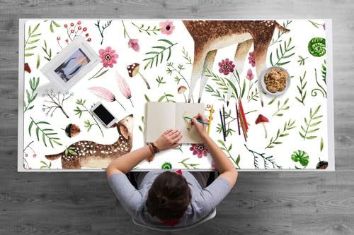 Sous-main de bureau biche 120x60 cm en vinyle PVC pour espace de travail