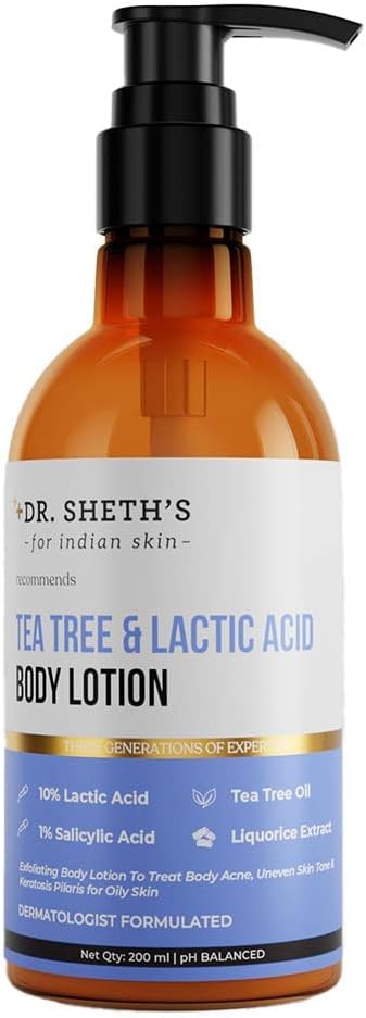 Tea Tree & Lactic Acid Body Lotion With 1% Salicylic Acid | Ph Balancing Moisturizer | Helps To Reduce Body Acne & Uneven Skin Tone | For Men & Women | 200 ml