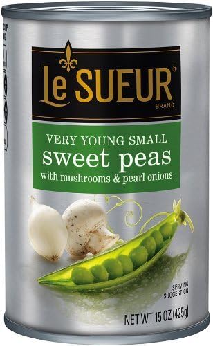 Le Sueur Very Young Small Sweet Peas with Mushrooms & Pearl Onions 15 Oz (Pack of 3)