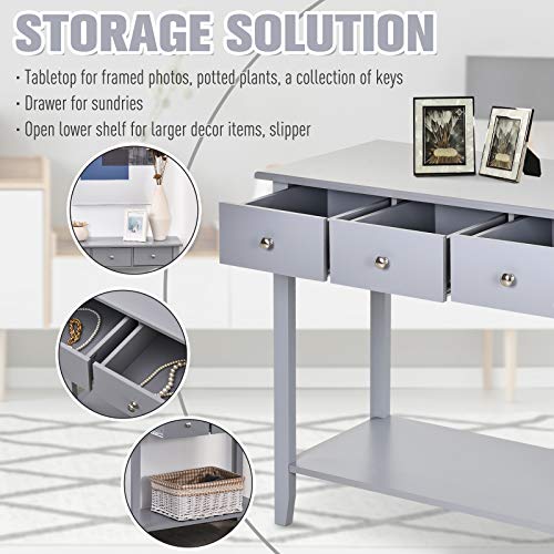 HOMCOM Industrial Console Table with Three Drawers #TOP24