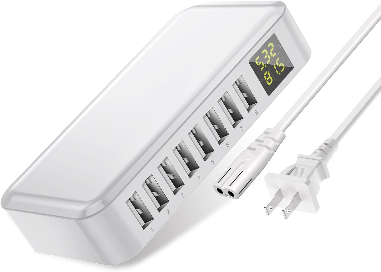 Multi USB Charger Charging Station, slitinto 8-Port USB Charger Station with LCD Display, Desktop USB Station Compatible iPhone X / 8/7 / 7Plus / 6s / 6Plus, iPad, Samsung Galaxy/Note and More…