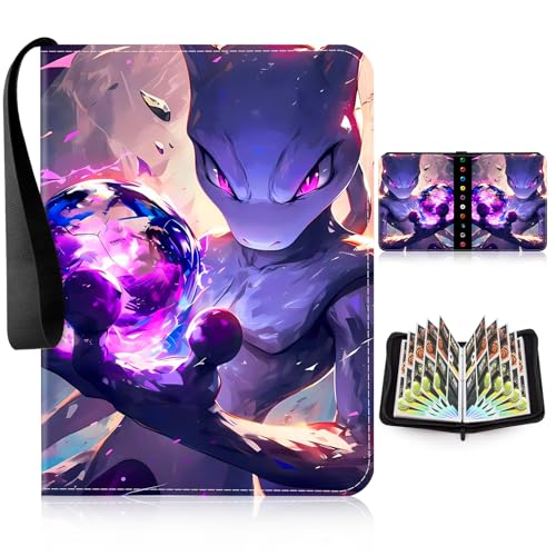 Classeur Carte, Album Carte Porte, 4 Poche Binder Capacité 400 Cartes, Livre Carte Cuir Imperméable Cahier