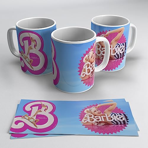 newseny Taza de la película Barbie regalo para fans de la muñeca más bonita (taza regalo para niñas) | Cerámica 355ml (Logo Barbie)