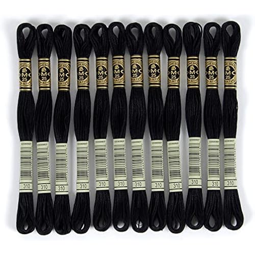 DMC 6-Strand Embroidery Cotton Floss - Black - 12/Pkg