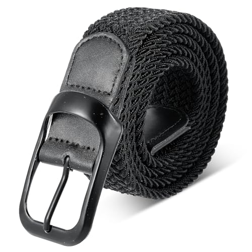 HJZHII Cinturón elástico elástico de 110 cm para hombre, cinturón trenzado para hombre, cinturón elástico trenzado para hombre y mujer, Negro , 112*3.4cm/ 44.1*1.3in