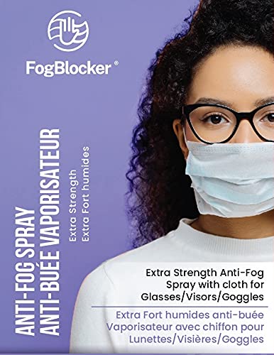 FogBlocker Extra Strength Anti-Fog Spray with Cloth for Glasses, Visors, Goggles