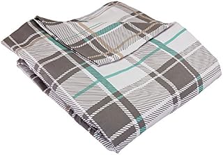 Serta | Relaxed Fit Durable Woven Linen Canvas Furniture Slipcover, T-Sofa, Aqua Plaid