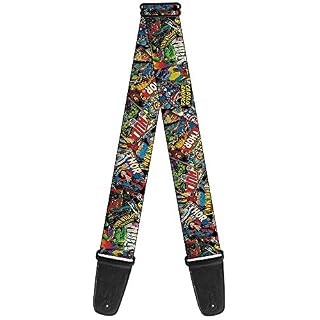 Buckle-Down GS-WAV035 Sangle de guitare rétro Marvel Comic Books Empilés Gros plan, 5,1 cm de large et 73,7 à 137,2 cm… - Les Beatles, Paul McCartney, John Lennon, RIngo Starr, George Harrison