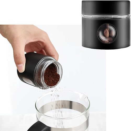 Miniatura 4 de SIPLIV Recipiente de viaje para café, mini recipiente hermético de acero inoxidable y vidrio para almacenamiento de alimentos, ideal para granos de