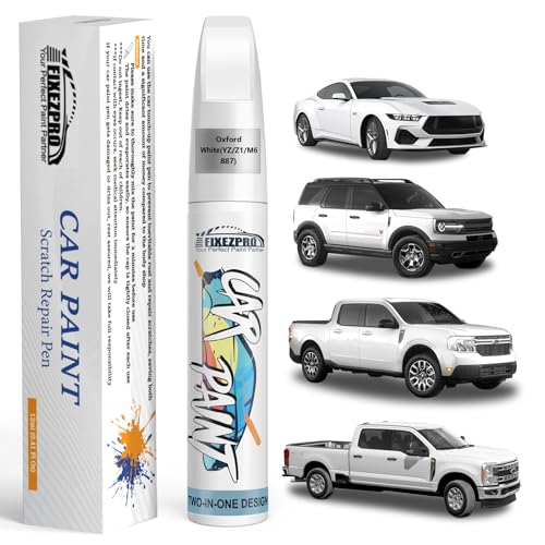 Image of Oxford White(YZ /Z1 /M6887) Touch Up Paint for Ford, Car Paint Scratch Repair Remover Pen Color Exact Match, Quick and Easy Fix Automotive Chips and Nicks Scuff
