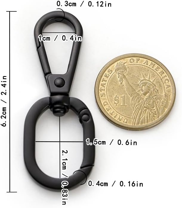 2 Pcs Double Opening Snap Hooks Keychain Clasp Metal Lobster Claw Clasp for Jewelry Making Crafts Backpack Strap Phone Case (Matte Black) image 5