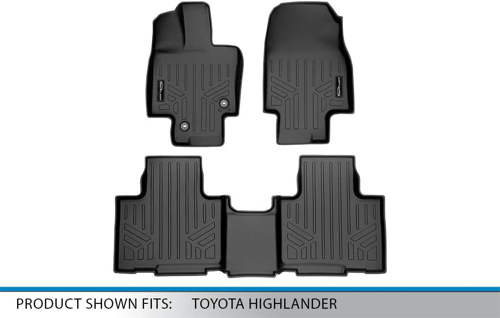 SMARTLINER Floor Mats 2 Row Liner Set Compatible with 2020-2025 Toyota Highlander