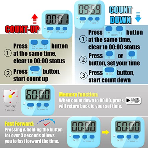 Timer, Kitchen Timer, Timer For Kids, 2 Pack Digital