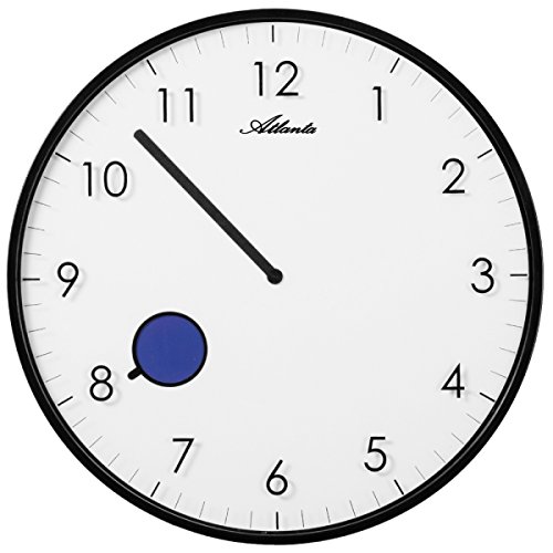Atlanta Wanduhr Analog Farbwechsel-Zeiger Schwarz Weiß Rund - 4431-7