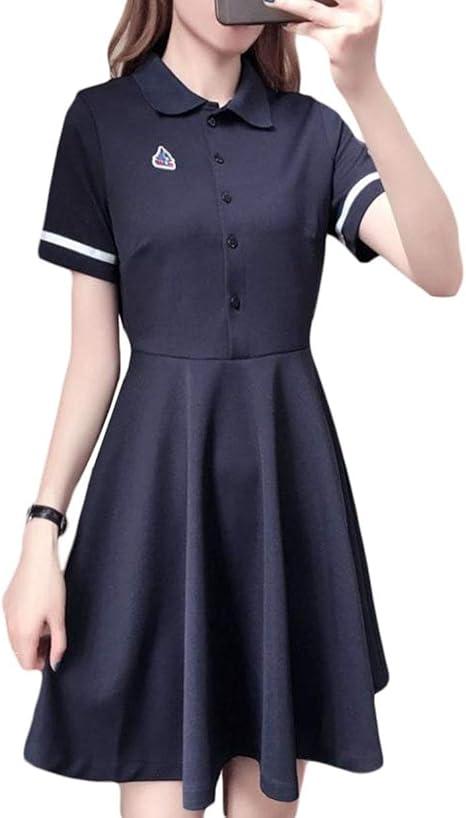Amazon Co Jp Bestmood ポロワンピース レディース 半袖 ワンピース 膝上 襟付き ゴルフウェア ポロシャツ ワンピースフレア スカート カジュアル スポーツ チュニック 大きいサイズ 夏 服 ファッション小物