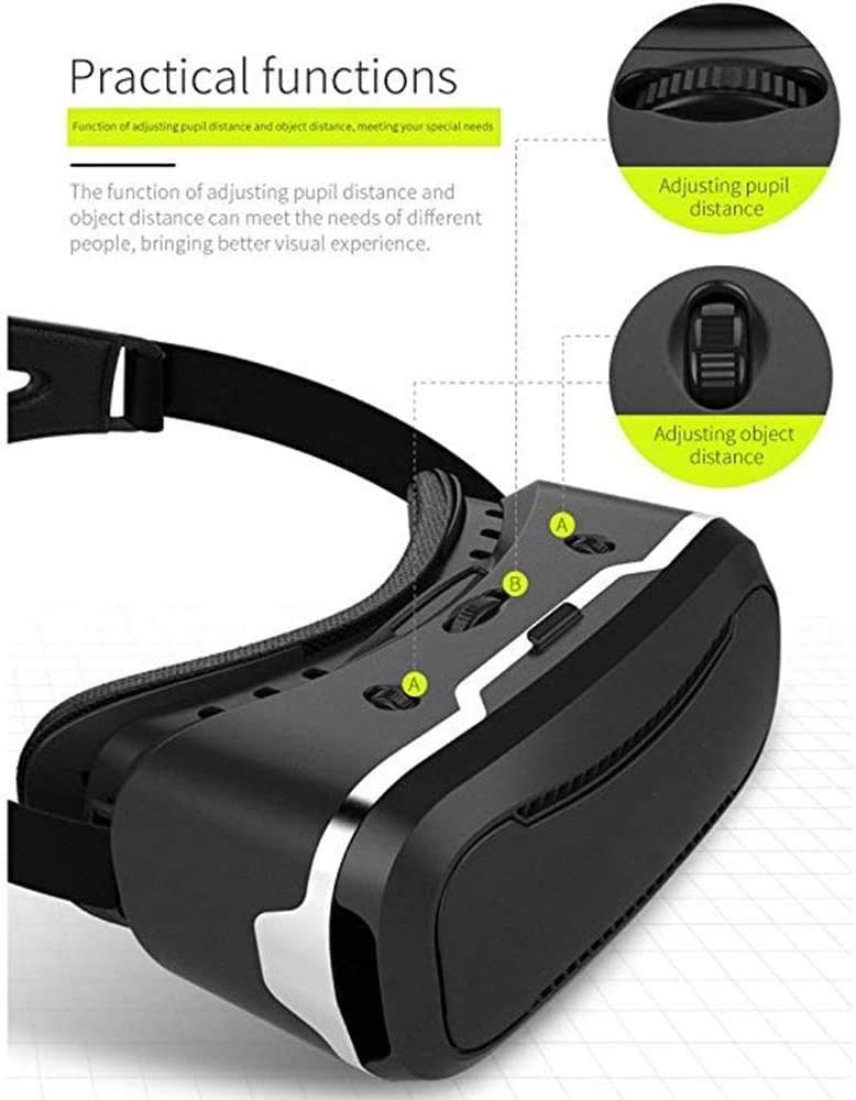 VR Auriculares, 3D Eye Protection Reality Virtual Goggles a Cómodo Reloj 360 Películas para Android, iOS (Solo por 4.7-6.53 Pulgadas)