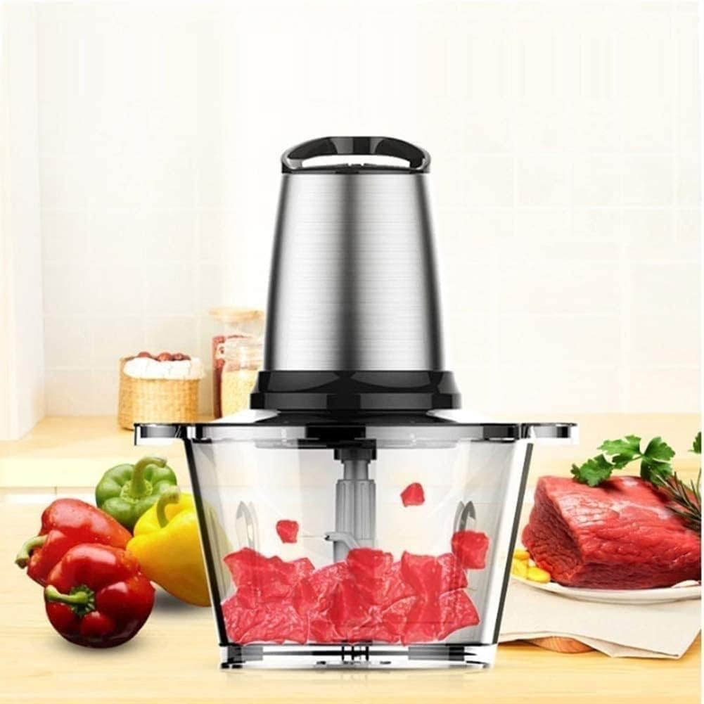 Electric Food Chopper, Food Processors, 2L Capacity Glass Bowl, 300W, Stainless Steel Blades, 2 Speed Regulation for Garlic, Meat, Vegetables, Fruits and Nuts