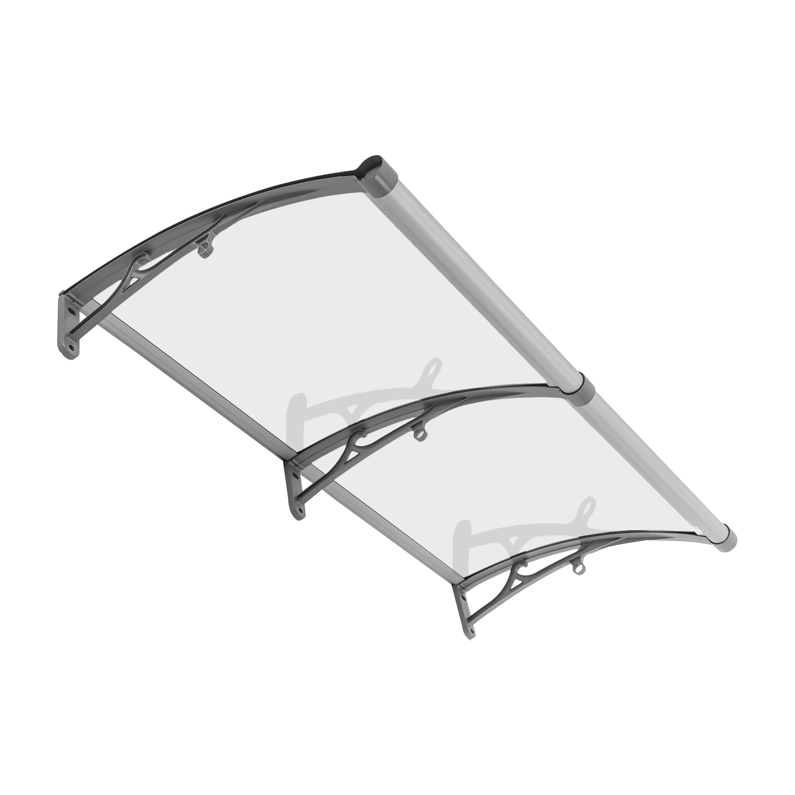 Vordach für Haustür 120 x 60 cm, Bogen-Regenhaus, Überdachung Haustür aus Aluminium-Legierung, für Sonnenschutz, Tragfähigkeit 200kg