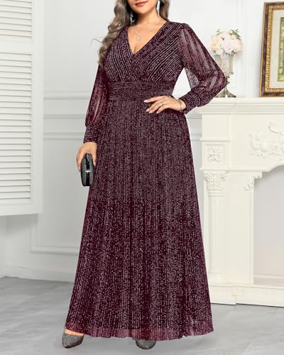 Image of Pinup Fashion Plus Size Formal Evening Glitter Prom Wedding Guest Dress | Silver thread straight knit, v-neck, empire waist, back zipper, a-line, maxi long, perfect for evening party, wedding guest