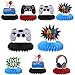 6 PCS Video Game Honeycomb Table Centerpiece Game On Controllers GamePad Table Toppers Centerpieces Decro for Game Theme Baby Shower Kids Boys Girls Birthday Party Table Decorations Supplies