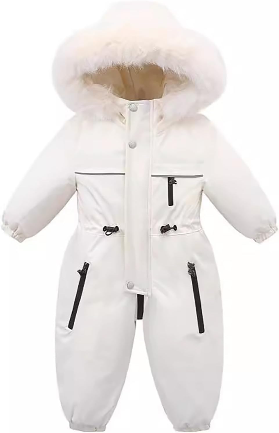 Toddler Winter Snowsuit Girls Waterproof Windproof Thick Warm One Piece Ski Suit Cozy Snowboarding Hooded Jumpsuit