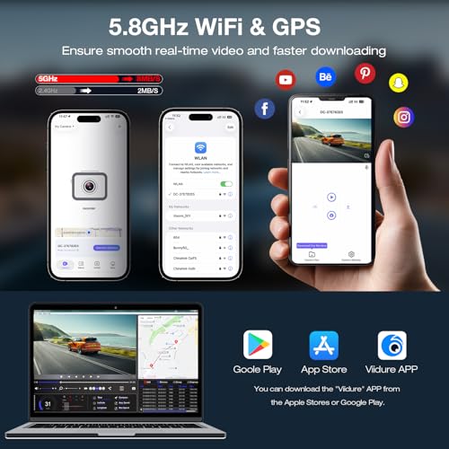 Beferich 4K+2.5K Dash Cam Front and Rear, Built-in GPS, 5.8G WiFi, Free 64GB Card Included - image 3