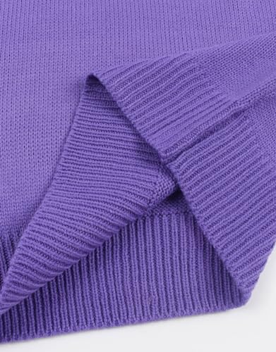 Image of Womens American Flag Sweater Long Sleeve Crew Neck Knitted Casual Pullover Sweater (Purple, Medium)