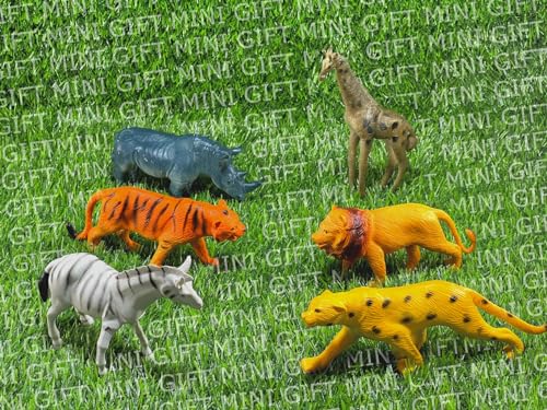 Image of 12 Pcs Unbreakable Rubber Animal Toy Set for Kids, Big Size Pet and Wild Animal Mix Toy