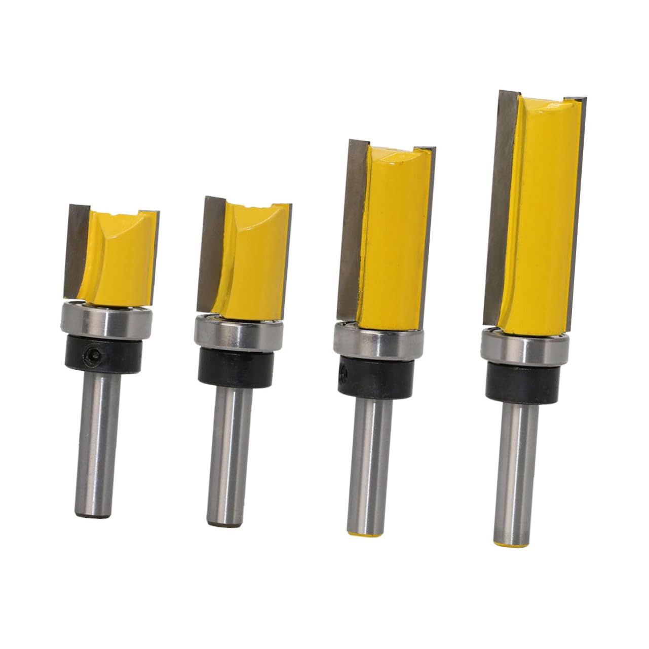 Uonlytech 4pcs Flush Trim Router Bit for Woodworking Milling Alloy Tenon Carving Cutter for Edging Grooving Veining Wood MDF Plywood Particle Board