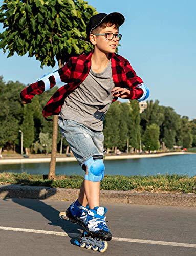 JUANANIUG Knee Pads Kids/Youth Safety Protective Gear Elbow Wrist Guards Safety RollerSkates Cycling BMX Bike Toddler Skateboard Inline Skatings Scooter Riding and Multi-Sports Outdoo Extreme Sports