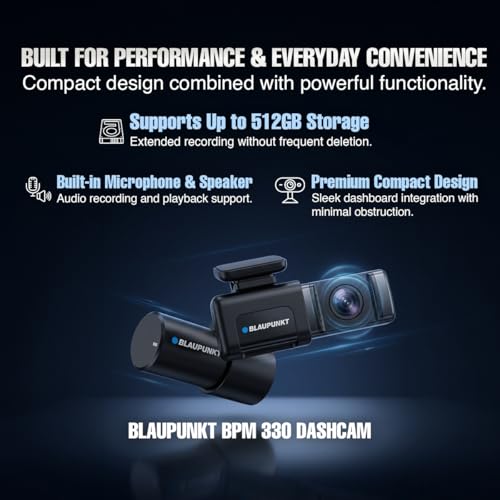 Image of Blaupunkt Dashcam-BPM330 Real 4K UHD (Front), 8MP Starvis IMX 415 Sensor, Ultra-Wide 160 + 1080P (Rear) Ultra-Wide 140 / GPS - Wi-Fi, Mic /Dual Channel /Super Night Vision /Supports 512 SD Card