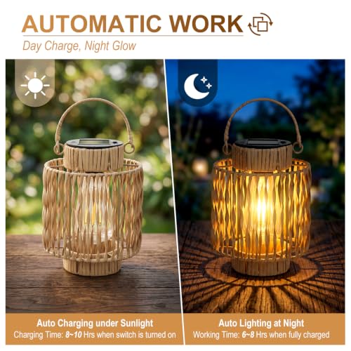 EXYGLO 2 Pack Solar Lanterns Outdoor Light, Waterproof Hanging Solar Lights for Outside, Outdoor Lanterns for Yard Garden Porch Patio Pathway, Decorative Birthday Gifts for Women Mom - image 4