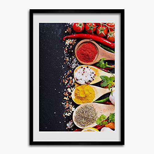 Peinture photo épices sous cadre MDF 50x70 cm Tulup pour tableau de décoration murale