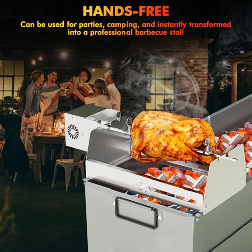 Nikou Rotisserie Fleischklammer Fleischnadel, Hähnchengrill Fleischnadeln für Grillspieß, Automatischer BBQ-Drehgrill mit Hähnchengabel, Grill für Hähnchen, Entenfleisch (Längen Verstellbarer)