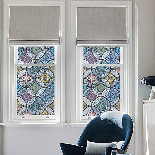 Dktie Static Cling Decorative Window Film Vinyl Non Adhesive Privacy Film Stained Glass Window Film For Bathroom Shower Door Heat Cotrol Anti Uv 17.7In.by 78.7In. #TOP5