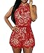 Womens Sexy Lace Overlay Sleeveless Party Romper Clubwear