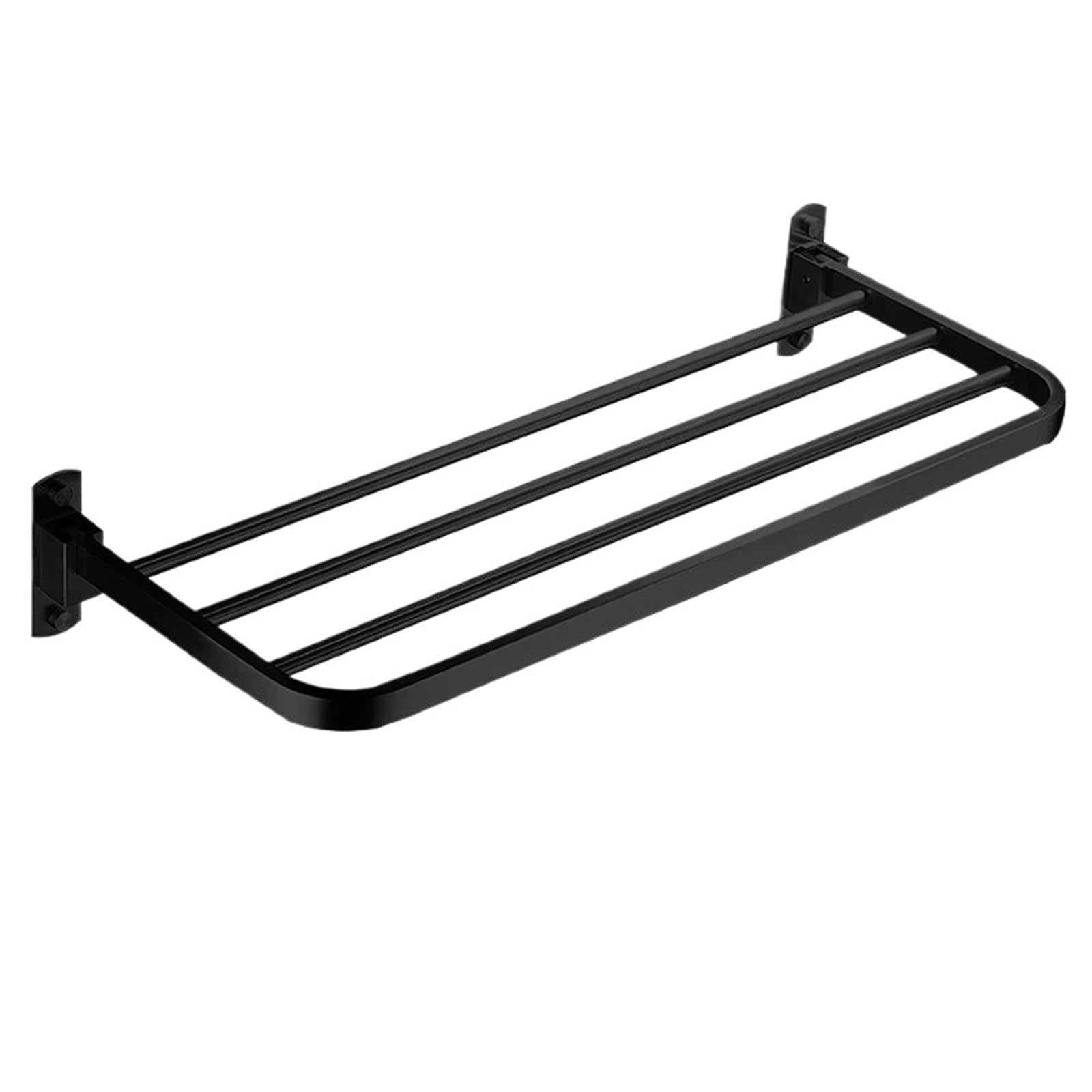 Stainless Steel Towel Rack Wall Mount Fold Black Gold 50cm 60cm Bathroom Kitchen Bedroom(60cm Black)
