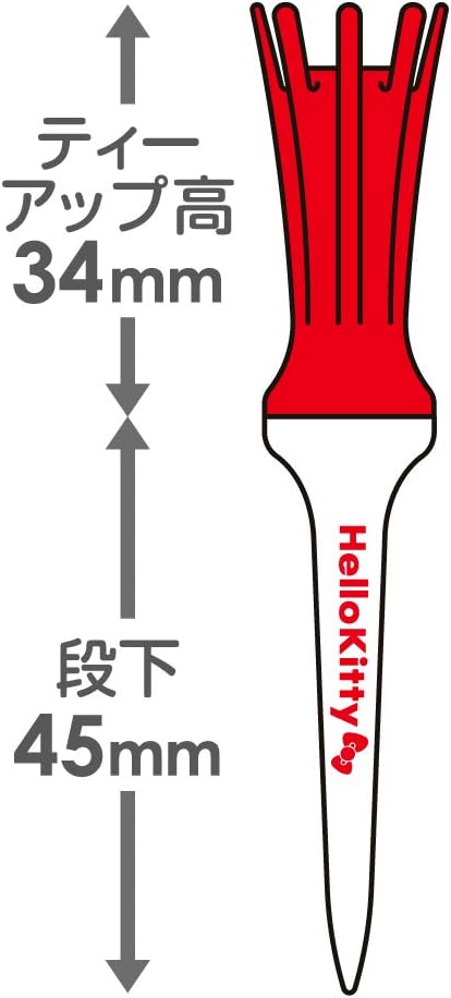 ダイヤゴルフ(DAIYA GOLF) DAIYA GOLF Aerospark Tee Semi-Long Hello Kitty 3 Pieces (TEL5401) White Red, ホワイト・レッド
