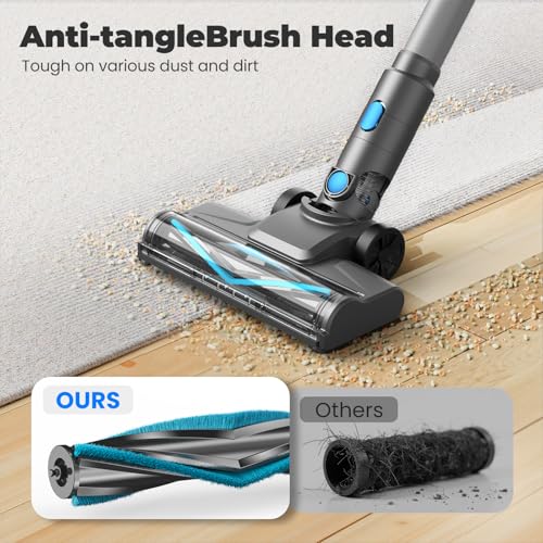 Image of Cordless Stick Vacuum Cleaner with Self-Standing, 8-in-1 Vacuum Cleaners for Home, Lightweight Powerful Vacuum with LED Screen, Rechargeable Vacuum for Carpet, Pet Hair, Hardwood Floors (Darkblue)