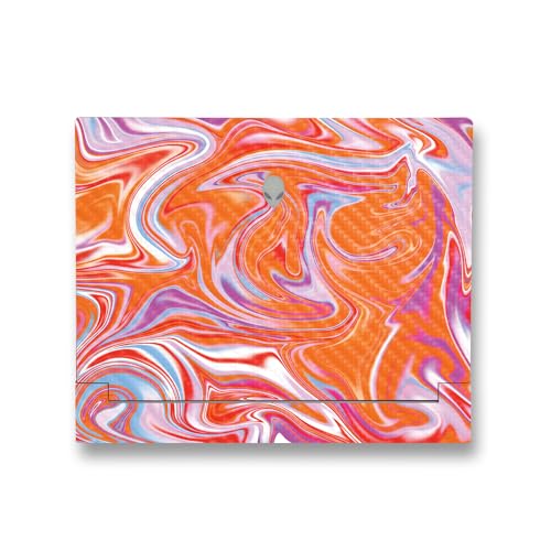 Image of MightySkins Carbon Fiber Skin Compatible with Alienware X14 R2 (2023) Full Wrap Kit - Orange Swirl | Protective, Durable Textured Carbon Fiber Finish | Easy to Apply & Change Styles | Made in The USA