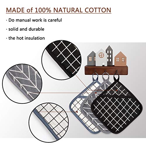 Feilanduo 6Pcs Pot Holders Cotton Hot Pads For Kitchen Heat Resistant Cooking Pocket Potholders Trivets For Hot Dishes Cute Square Linen Pads (7 Inches, Gray Set Of 6) #TOP5
