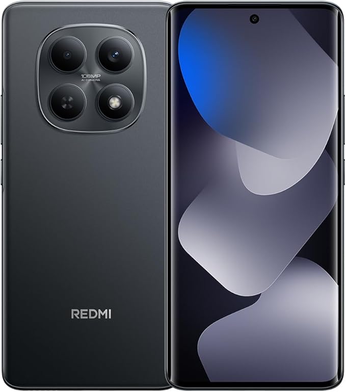 XIAOMI Redmi Note 15 NFC Smartphone, 8+ 256 GB, Nero, Fotocamera 108 MP, IP64, 120 Hz, Mediatek Helio G100 Ultra, Android 15, Ricarica Rapida 33 W, Batteria 6000 mAh, Senza Caricatore