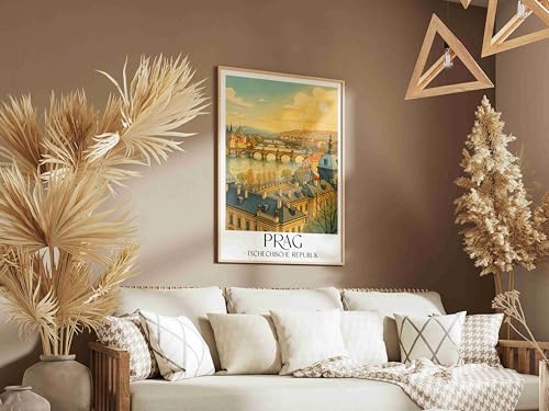 Poster ville de Prague déco salon moderne affiche voyage pour chambre
