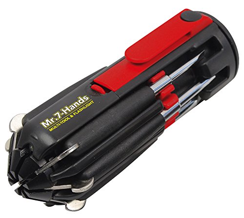 Apollo Tools Dt1019 Mr. 7-Hands, Patented, 8 In 1 Screwdrivers With Worklight, Red #TOP2