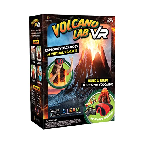Abacus Brands Volcano Lab VR - Build and Erupt Your Own Volcano - Virtual Reality Kids Science Kit, Book and Interactive STEM Learning Activity Set