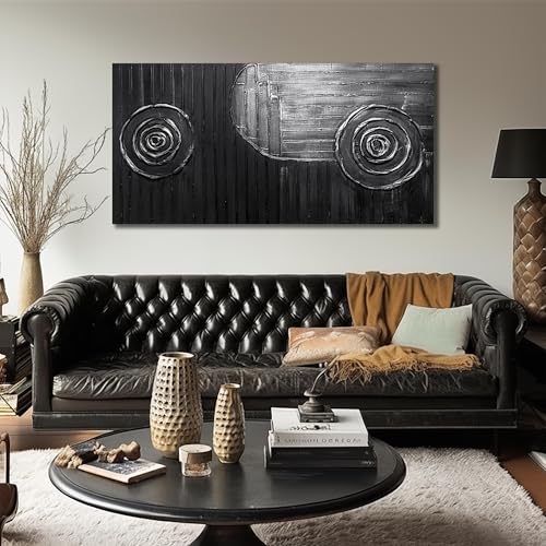 THRLVEART Modern Wall Pictures for Living Room Black and Silver Abstract Canvas Art Wall Decor for Dining Room Large Wall Canvas for Office Size 29 x 58 Inch by THRLVEART - Image 3